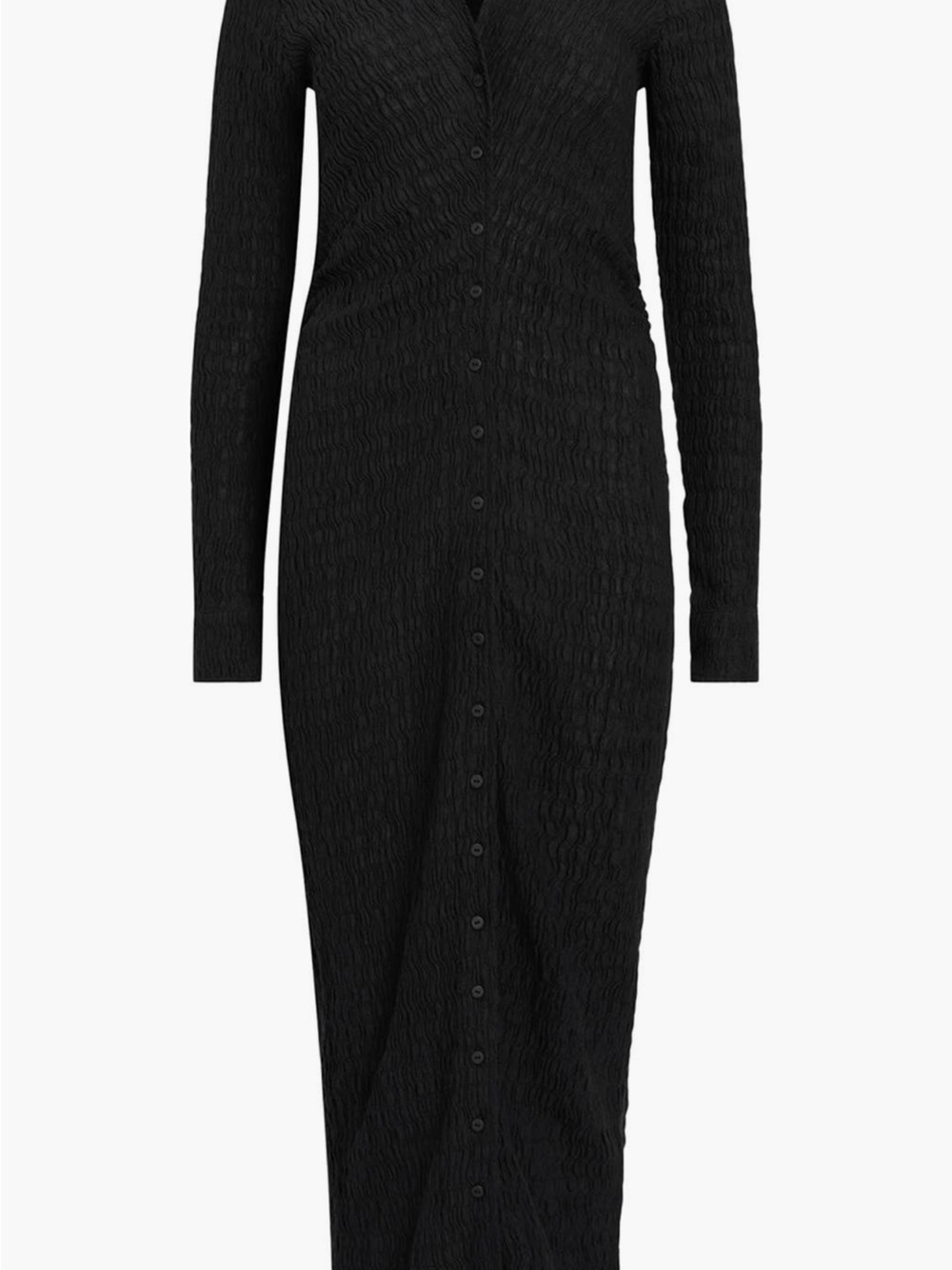 AllSaints Black Long-Sleeve Button Midi Dress - Picture 4 of 6
